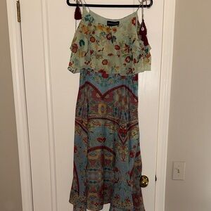 HEMANT & NANDITA Light Blue & Cream Paisley Floral Maxi Dress